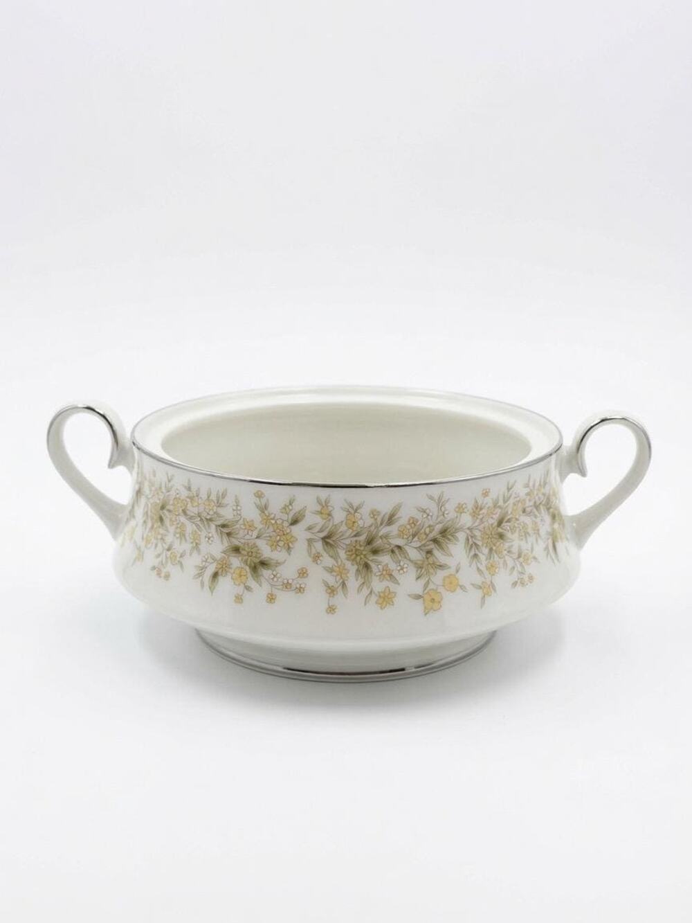 Vintage Carico Fine China Wild Flower Casserole Dish No Lid Platinum Trim Japan